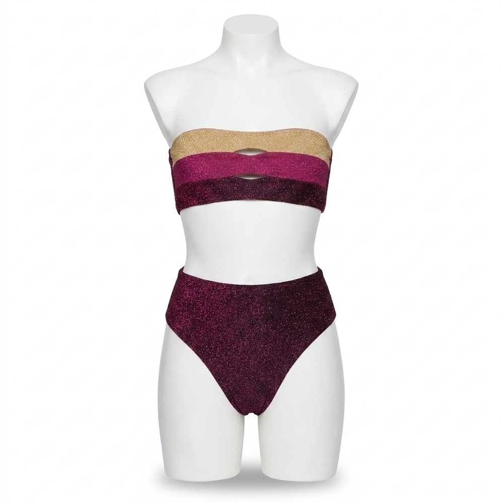 NEW PQ SWIM hillary high waisted bikini bottom in garnet
